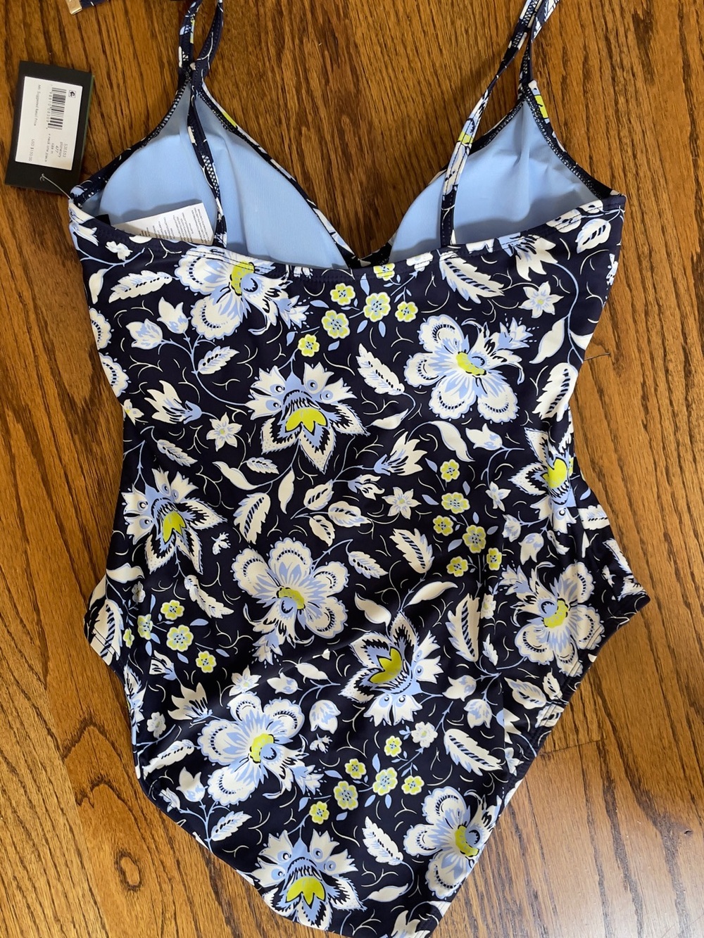 kate spade Navy Floral One-Piece Swimsuit with Light Blue and Yellow Accents - Picture 6 of 9